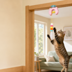 Cat playing with a moving lure