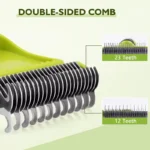 Dual-sided 12-tooth and 23-tooth grooming rake