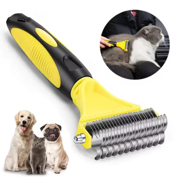 2-in-1 pet dematting and deshedding tool