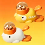 Yellow and white QuackSnack treat toys