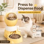 Pet pressing the SnackSphere pedal to release dry food