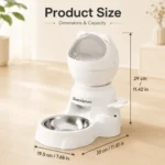 SnackSphere pet feeder dimensions and stainless-steel bowl size