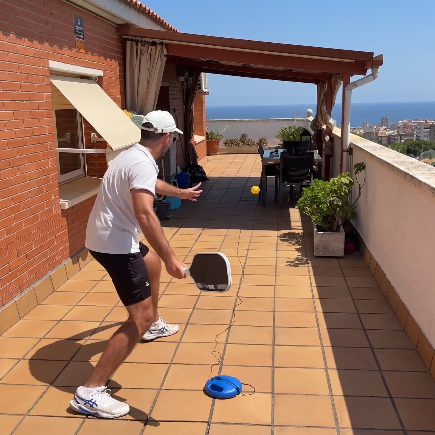 At-home pickleball practice lifestyle scene